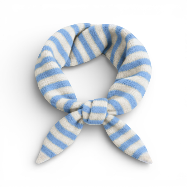 Pastel Blue Striped Wool Blend Light Weight Triangle Neck Scarf