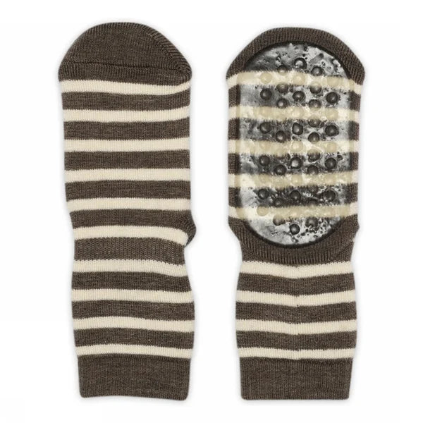 Brown Melange Wool Elis Anti-Slip Slipper Socks by mp Denmark
