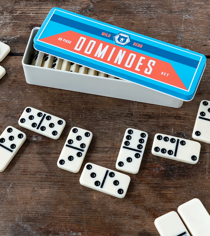 Wild Bear Dominoes in a Tin
