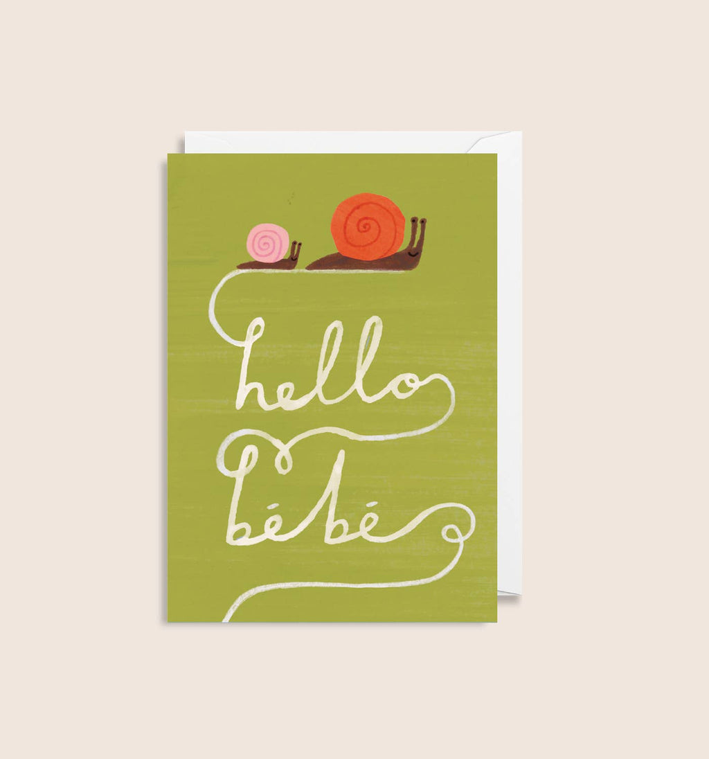 Hello Bebe Snail Mini New Baby Card by Holsen Studio