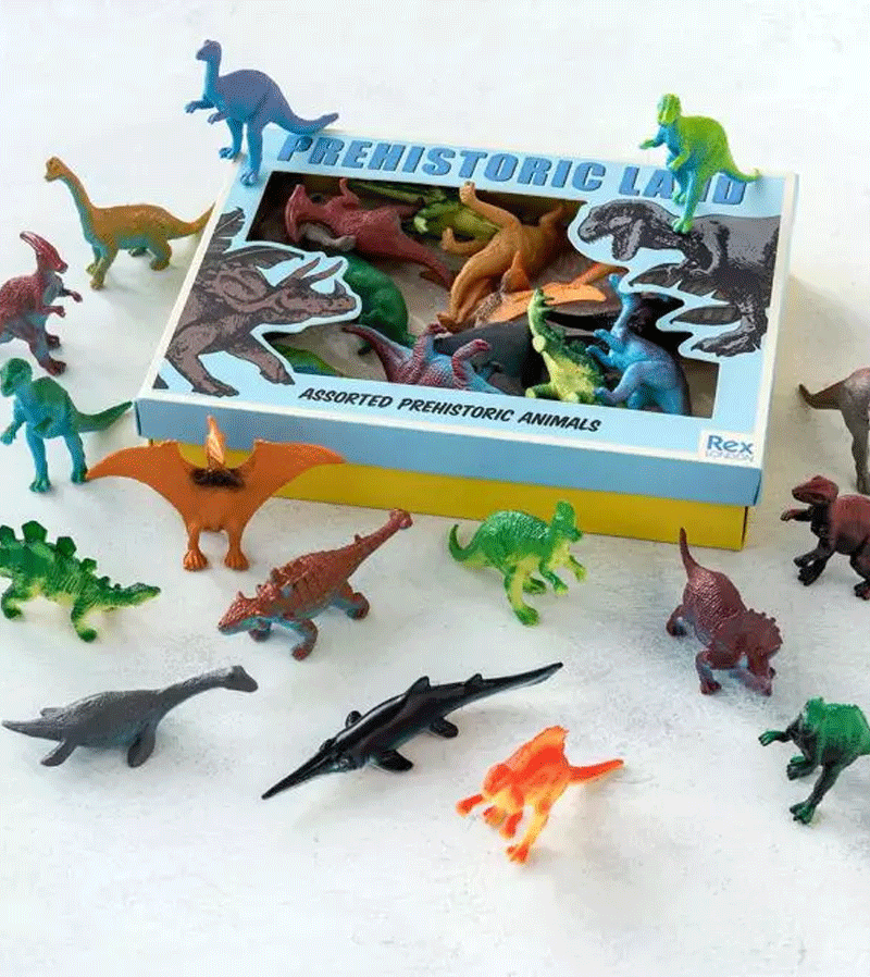 Box of 16 Assorted Prehistoric Land Dinosaurs