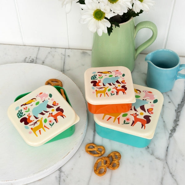 Set of 3 Woodland Snack Boxes