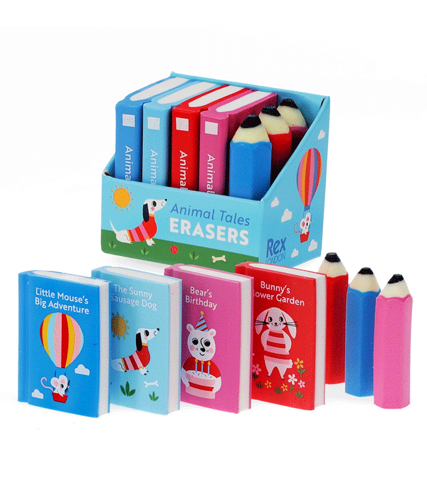 set of 7 Animal Tales Erasers by Rex London