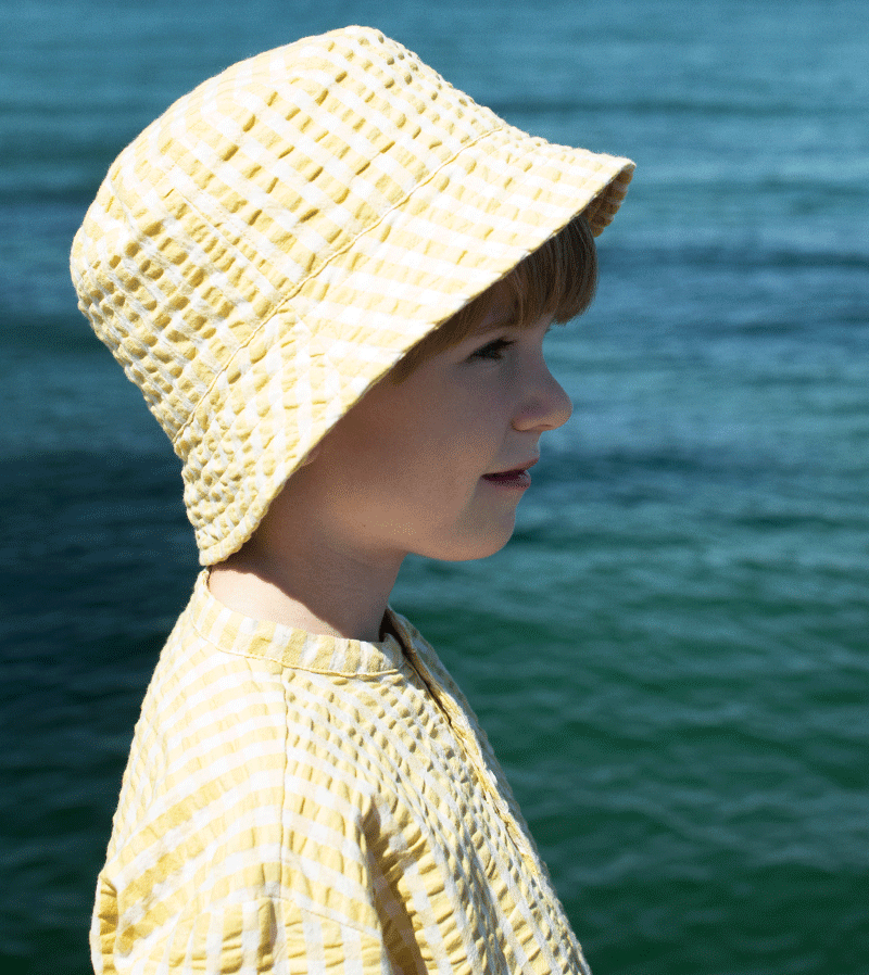 Lemon Checks Woven Bucket Hat by Serendipity