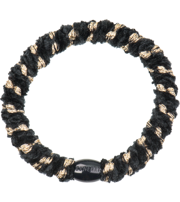 Black with Gold Stripe Velvet Hairband by Bon dep