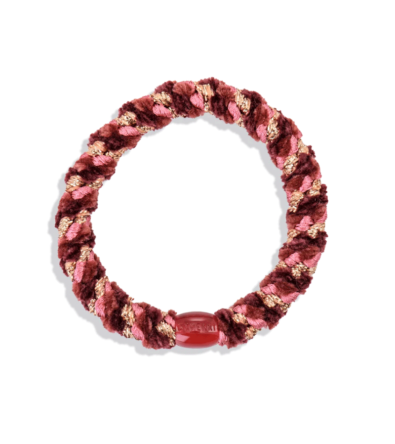 Bordeaux & Rosegold Velvet Glitter Stripe Hairband by Bon dep