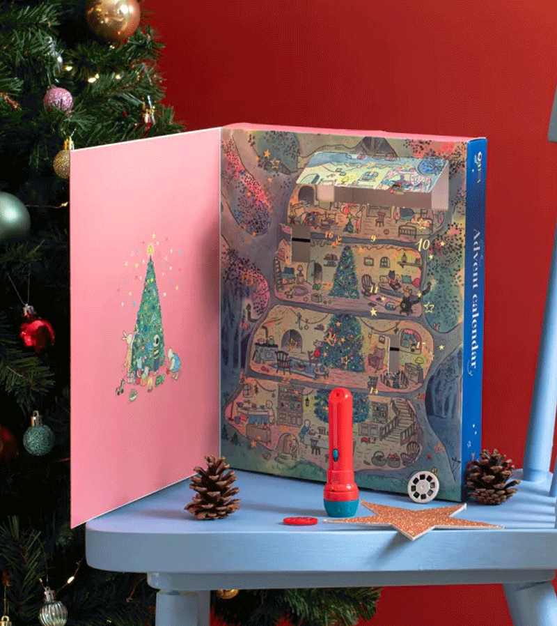 Advent Calendar with La Grande Famille Storybook Torch by Moulin Roty