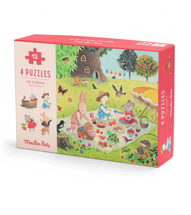 La Grande Famille Seasons 4x Puzzles by Moulin Roty