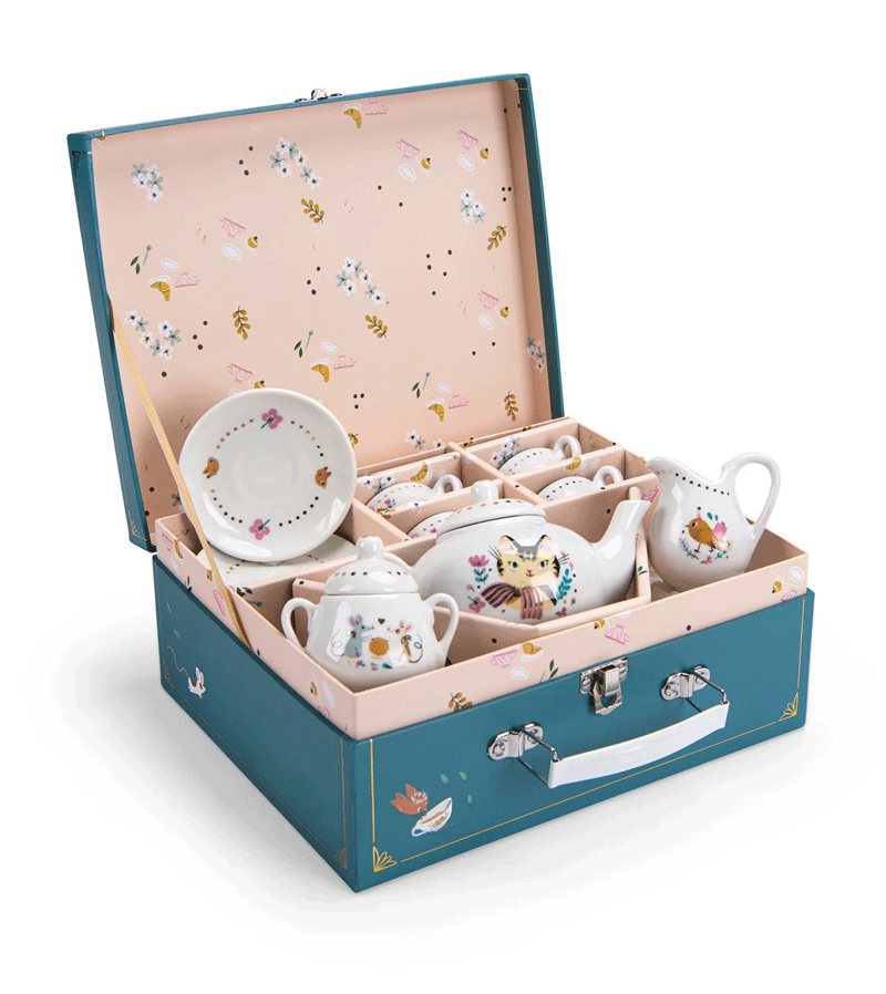 Les Parisiennes Ceramic Tea Set in Case by Moulin Roty