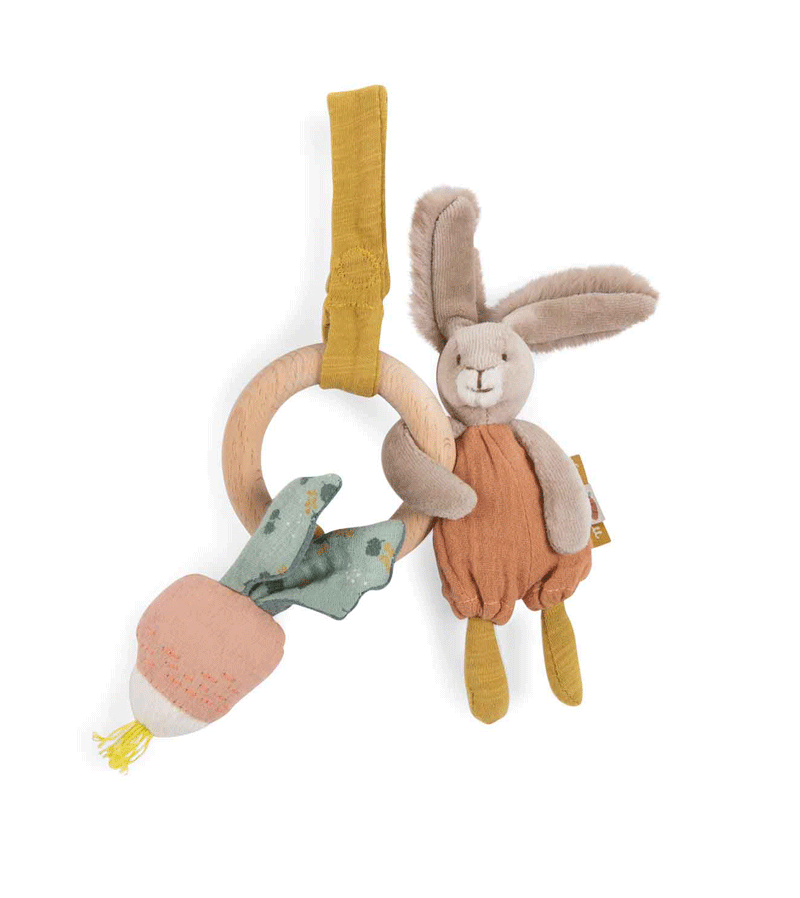 Trois Petite Lapins Wooden Ring Rattle by Moulin Roty