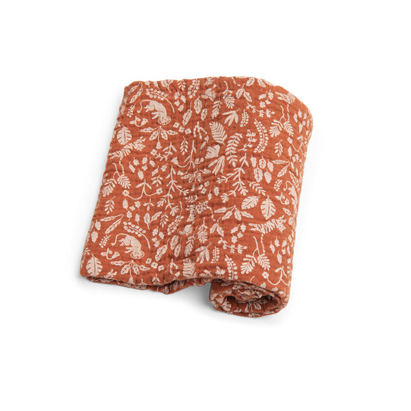 Rust Felines Printed Muslin by Moulin Roty