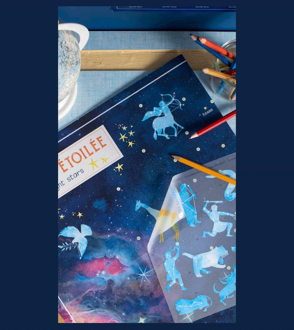 Sky Constellation Chart with Transfers by Moulin Roty