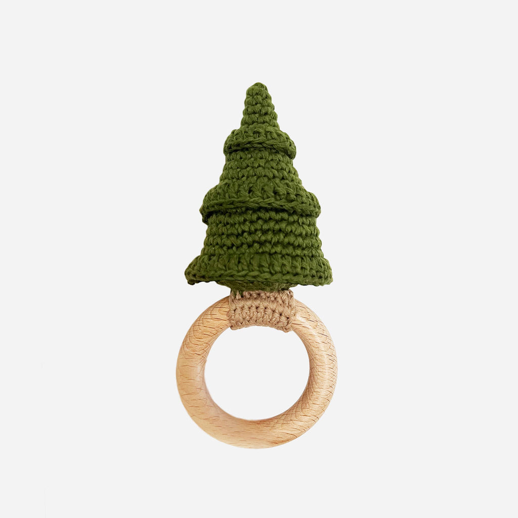 Teether Christmas Tree Cotton Crochet Rattle by The Blueberry Hill