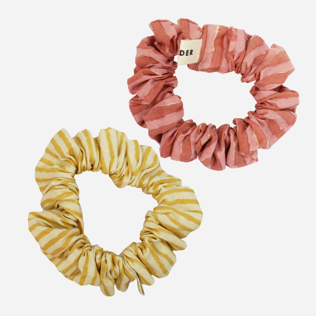 Lemon Mix Cotton Mini Scrunchie Duo by Yonder