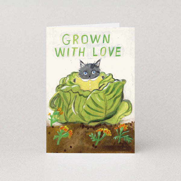 Grown with Love Cabbage New Baby Card by Moggshop
