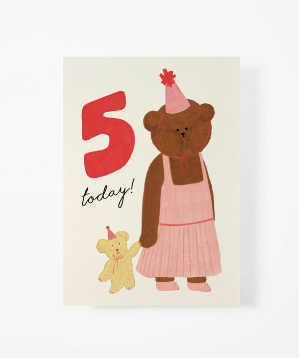Age 5 Birthday Bear Card by the Bear Days