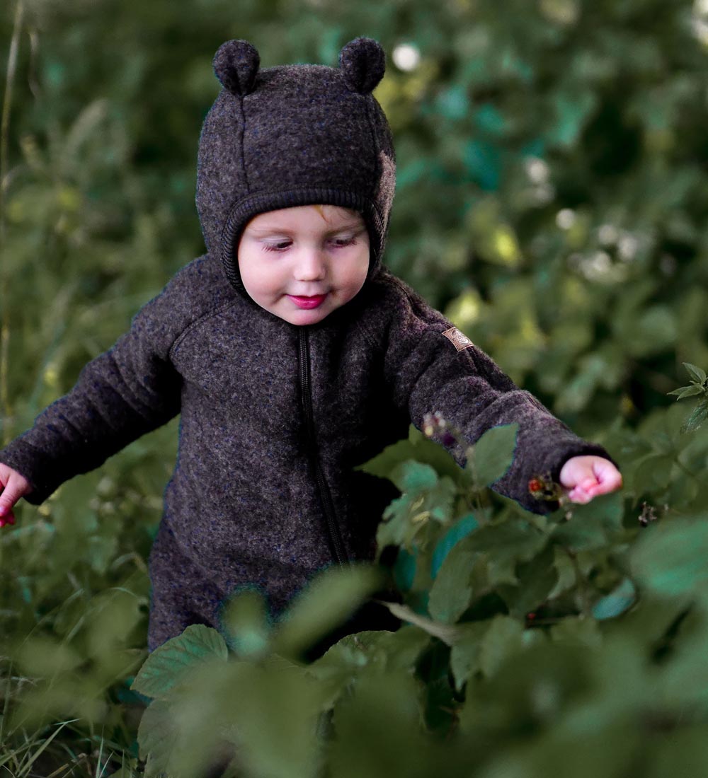 Dark Brown Soft Wool Jumpsuit with Ears by Mikk-Line