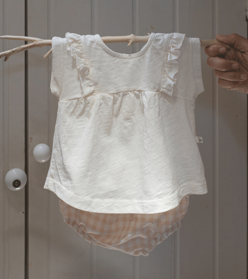 Ecru Atenas Frill Top by 1+ in the Family