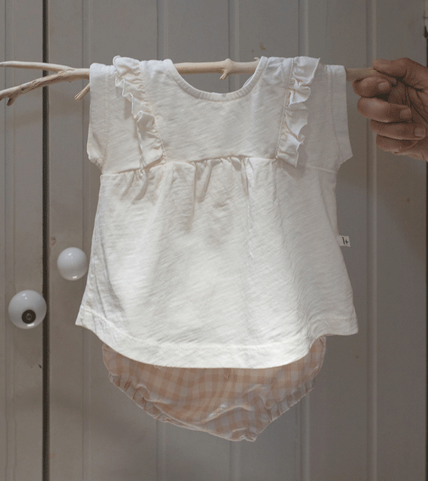 Ecru Atenas Frill Top by 1+ in the Family