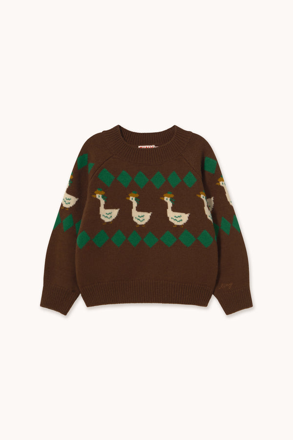 Green Geese Cacao Sweater by Tinycottons