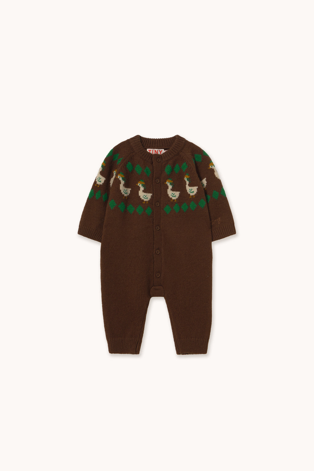 Green Geese Cacao Knitted Onepiece by Tinycottons