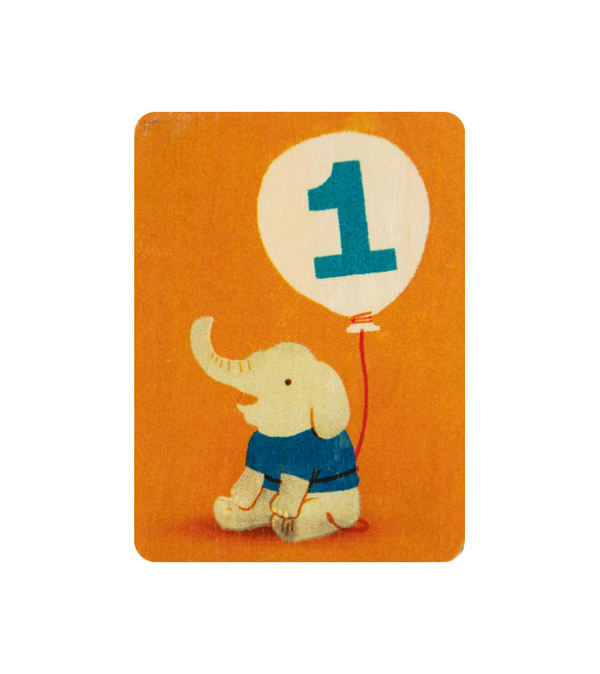 Age 1 Elephant Birthday Mini Wooden Card by WOODHI