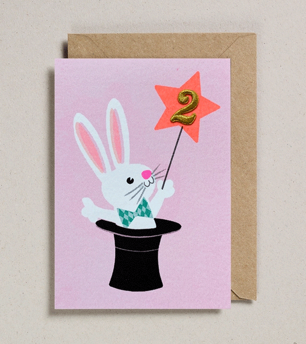 Age 2 Magic Rabbit Birthday Card by Petra Boase