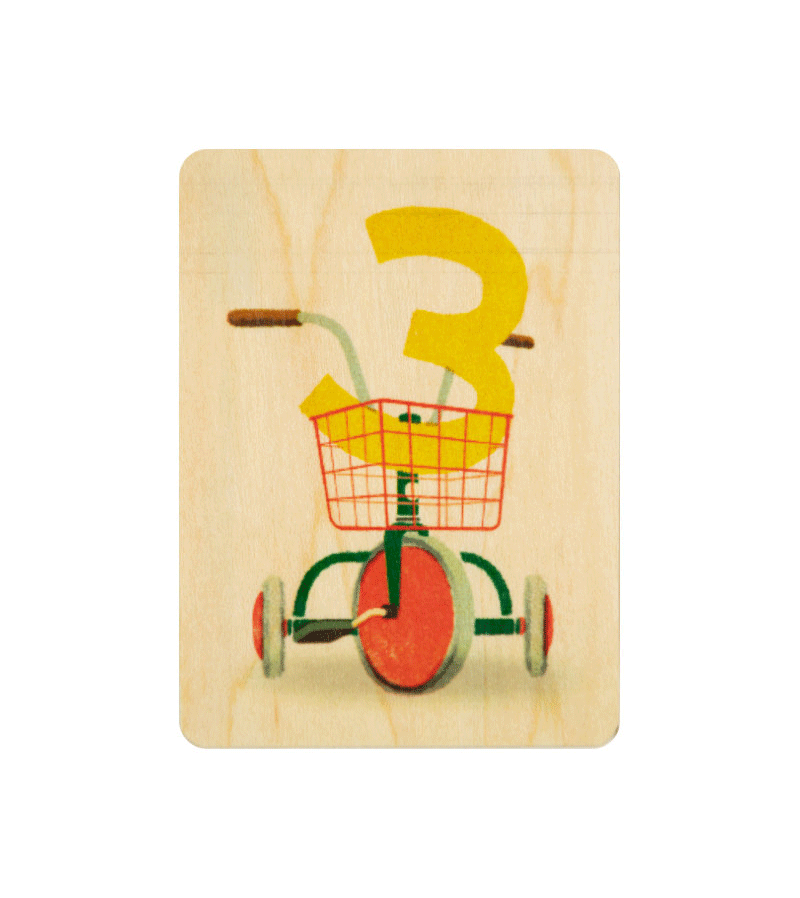 Age 3 Tricycle Birthday Mini Wooden Card by WOODHI