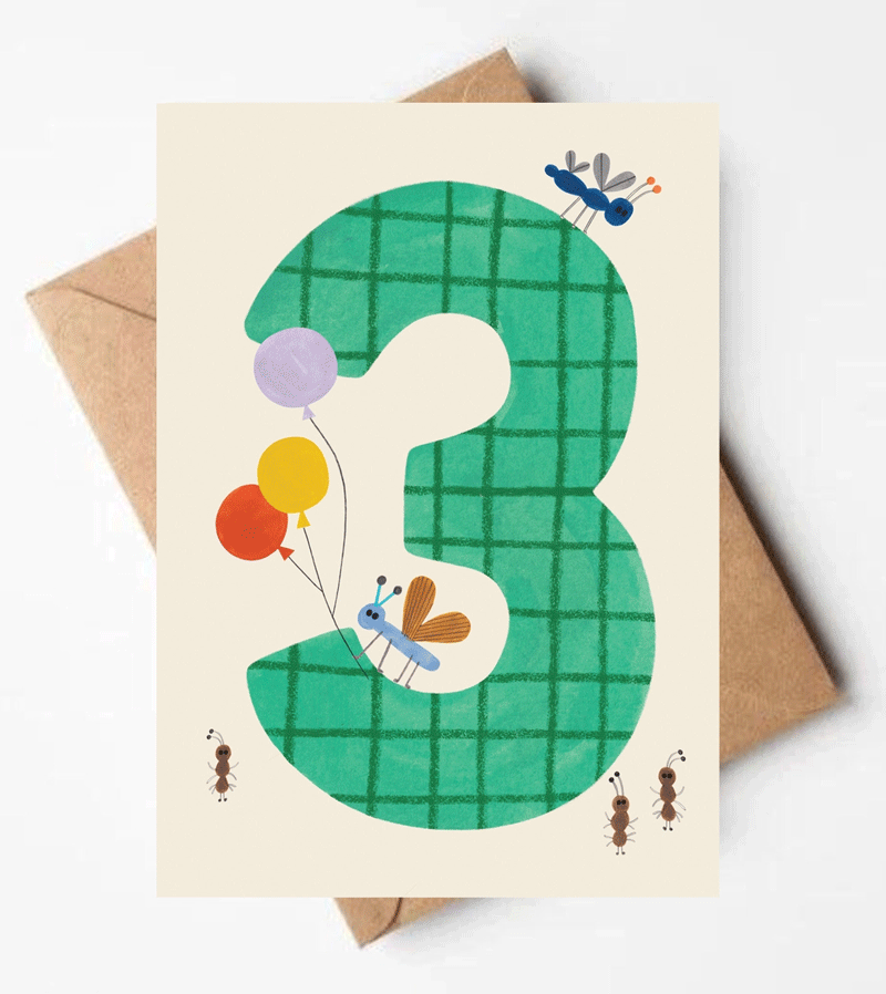Age 3 Birthday Card by Daria Solak