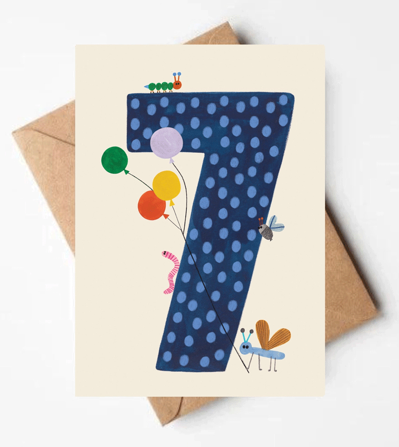 Age 7 Birthday Card by Daria Solak