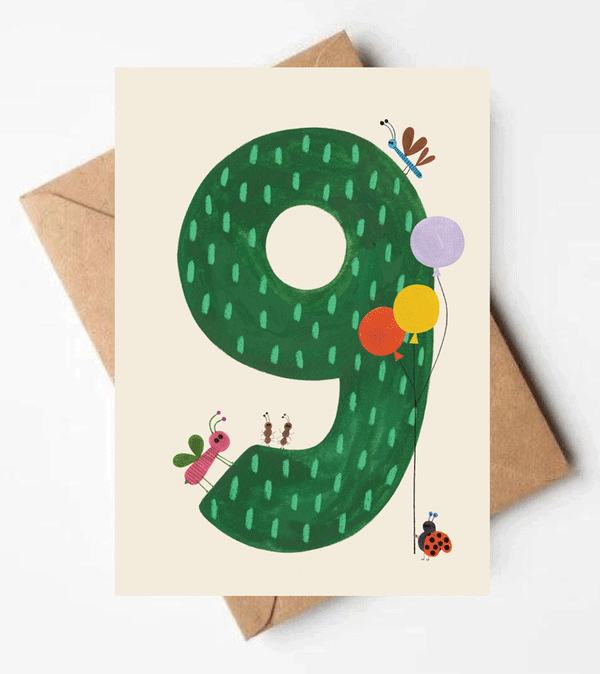 Age 9 Birthday Card by Daria Solak