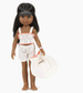 White 2-piece Retro Swimsuit with Pouch for Amigas Dolls by Minikane