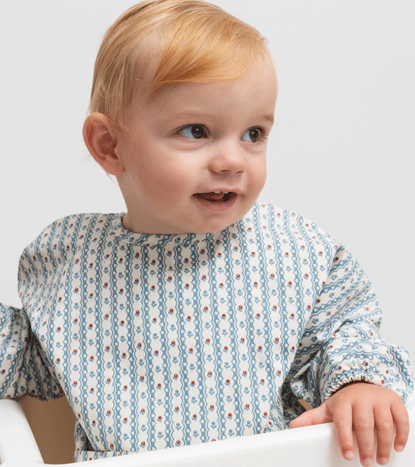 Floral Stripe Long Sleeved Apron by MarMar Copenhagen