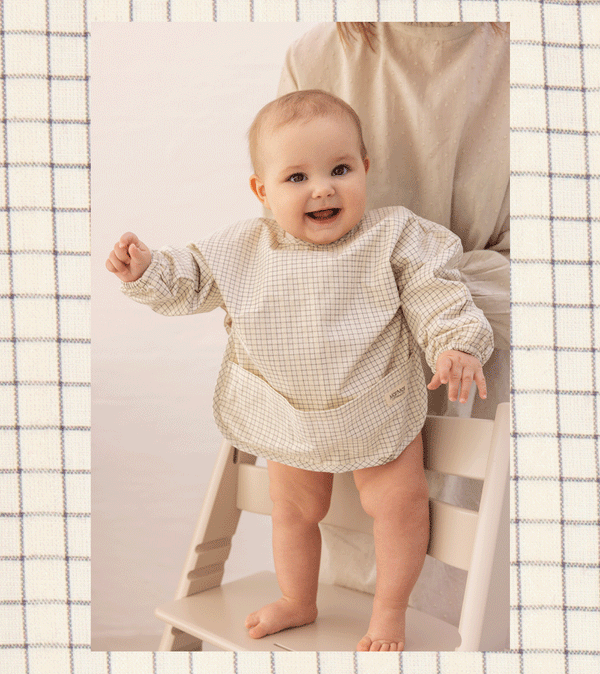 Deep Lake Check Long Sleeved Apron by MarMar Copenhagen