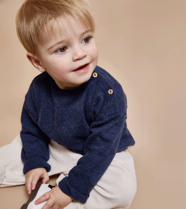 Navy Soft Jersey Baby Top by Buho