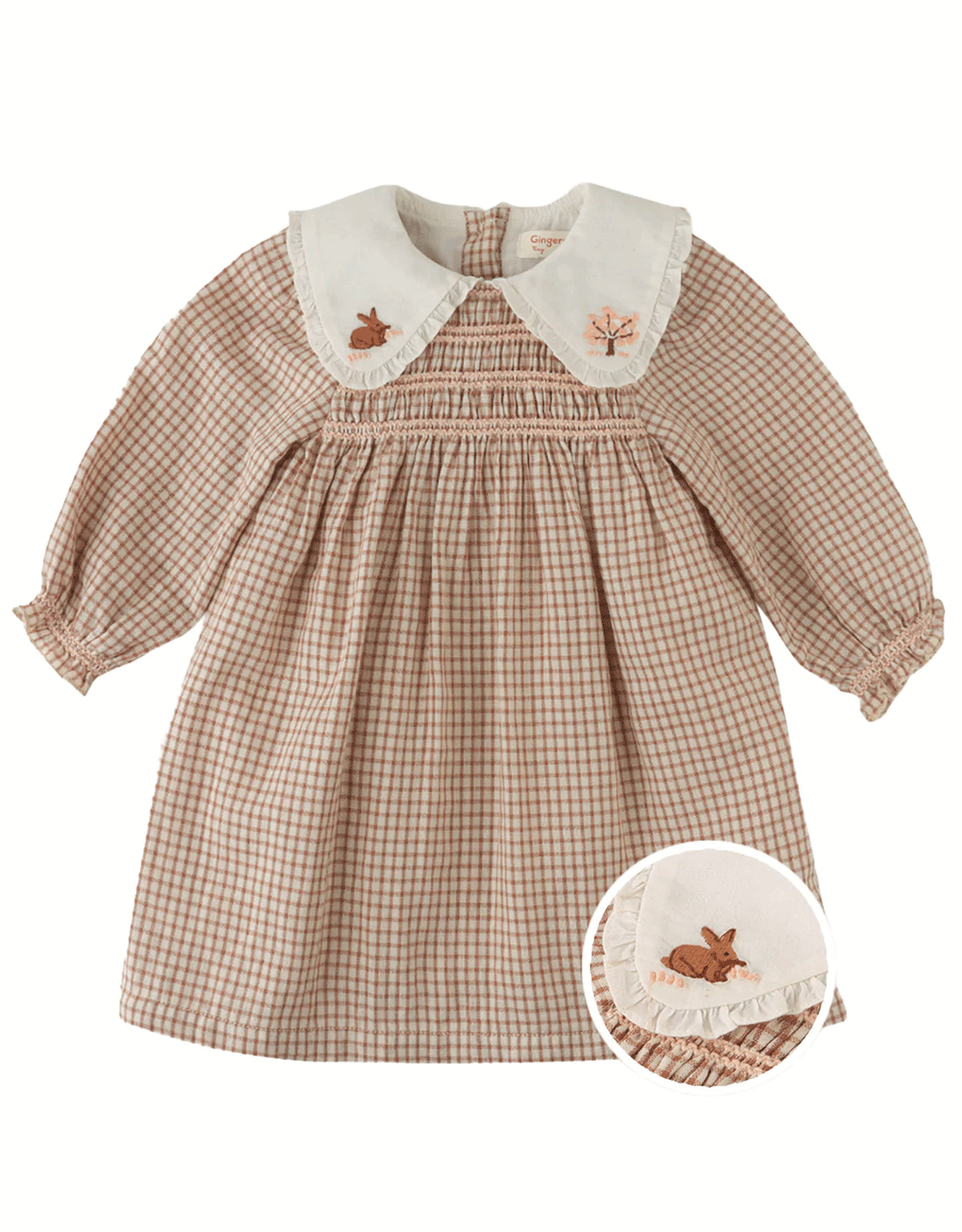 Baby Jonesy Smocked Dress with Embroidered Collar by Gingersnaps