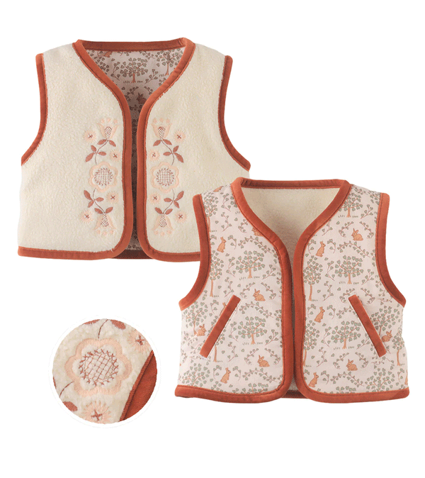 Baby Glade Reversible Gilet with Embroidered Details by Gingersnaps