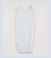 Mist and Ecru Stripe Organic Cotton Sleeveless Body by Serendipity