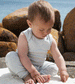 Mist and Ecru Stripe Organic Cotton Sleeveless Body by Serendipity