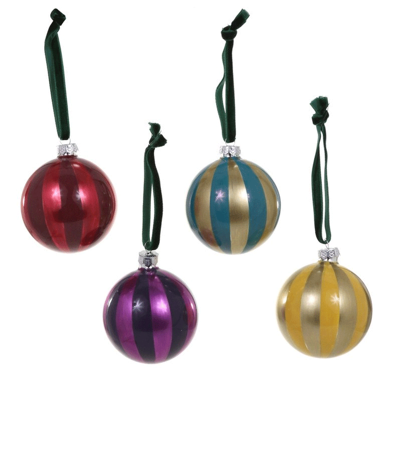 Medium Striped Metallic Glass Bauble by Cody Foster