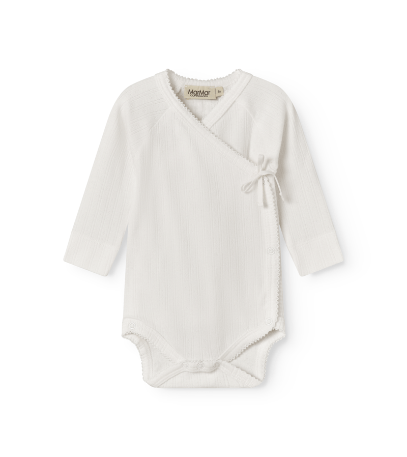 2026 Gentle White Pointelle Modal Belita Wrap Body by MarMar Copenhagen