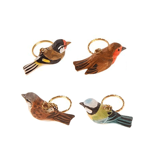 Wooden British Birds Keyrings