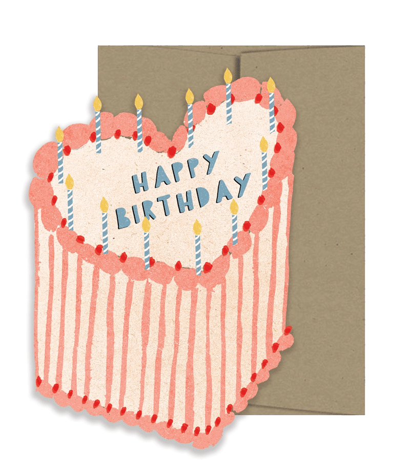 Heart Cake Die Cut Birthday Card by Isatopia