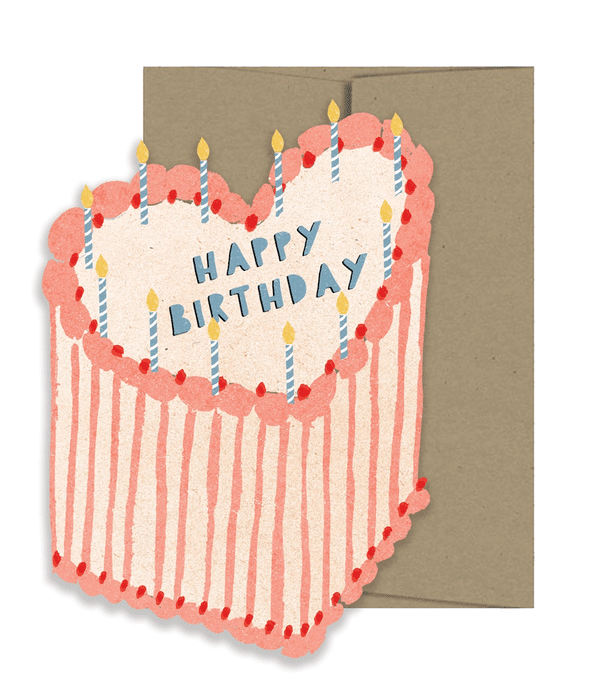 Heart Cake Die Cut Birthday Card by Isatopia