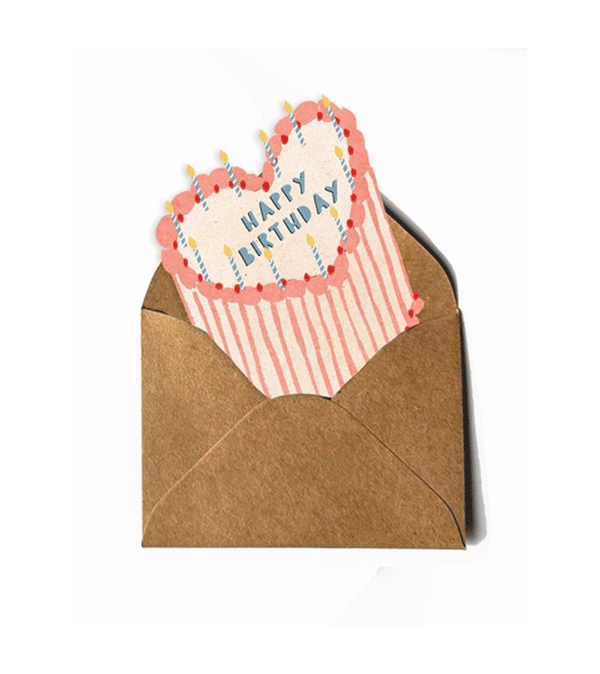 Mini Card Happy Birthday Heart Cake by Isatopia
