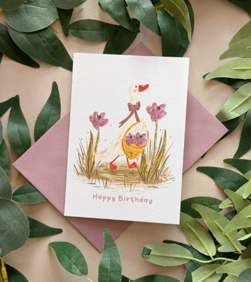 Flower Duck Birthday Card by Just Smile Designs
