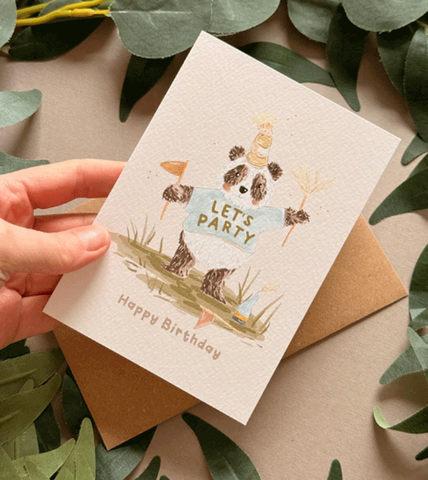 Let's Party Panda Birthday Card by Just Smile Designs