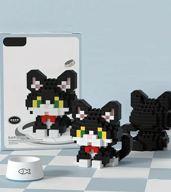 224pcs Pet Day Cat Mini Building Bricks Set