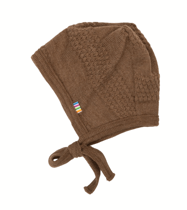 Warm Brown Merino Knitted Baby Hat by Joha