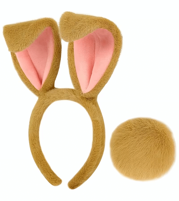 Set of Fluffy Bunny Ears and Tail